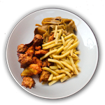 Chips, Chicken Pakora & Donner Meat 